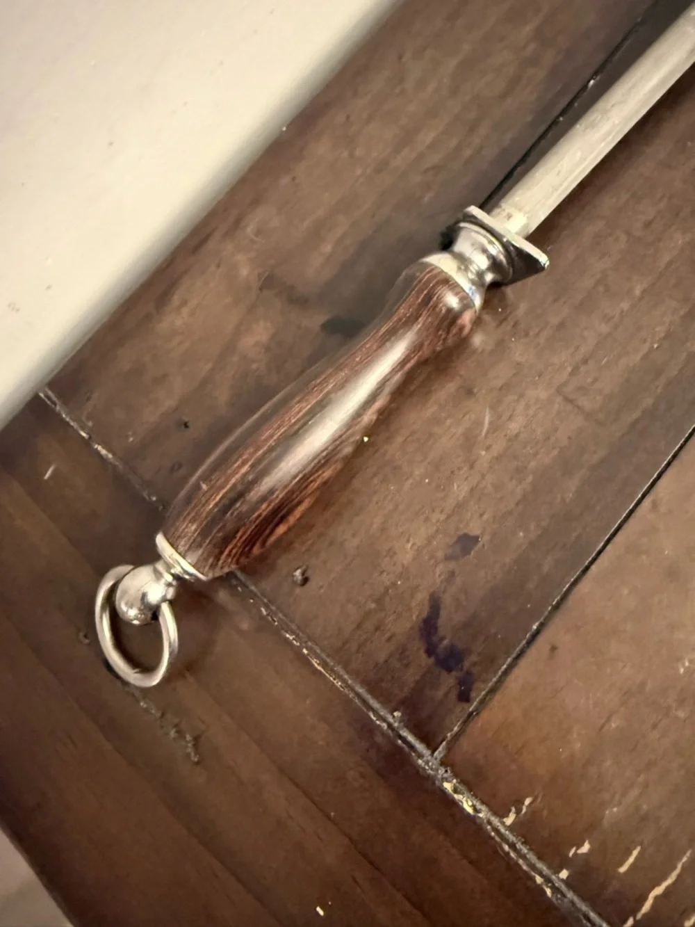 Vintage Dexter Russell Butcher Honing Steel Wood Handle Knife Sharpening Rod